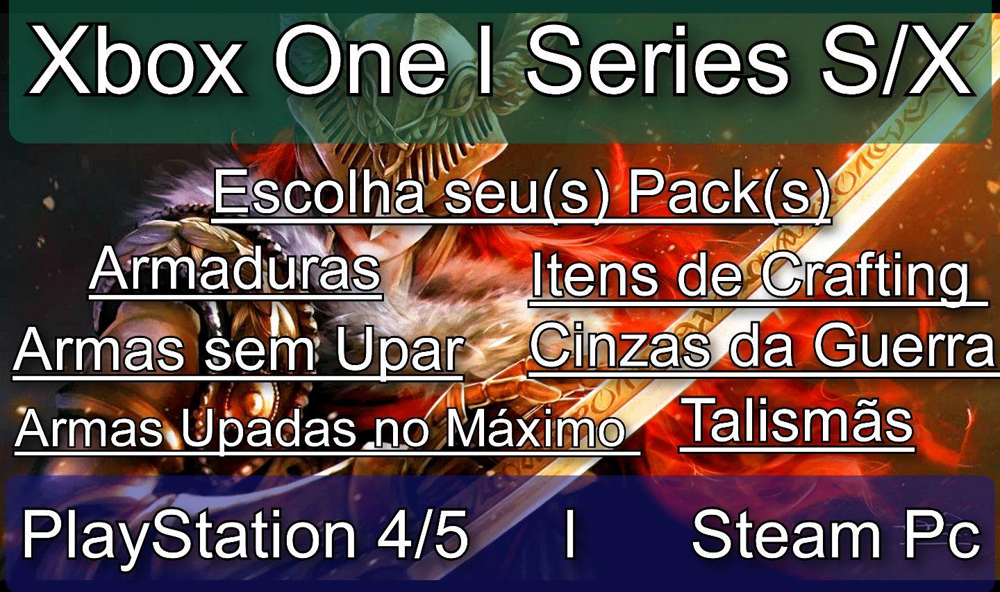 Runas Elden Ring PROMOÇÃO 95% OFF - Ps4/Ps5 /Xbox / Steam Pc - Itens + Brindes