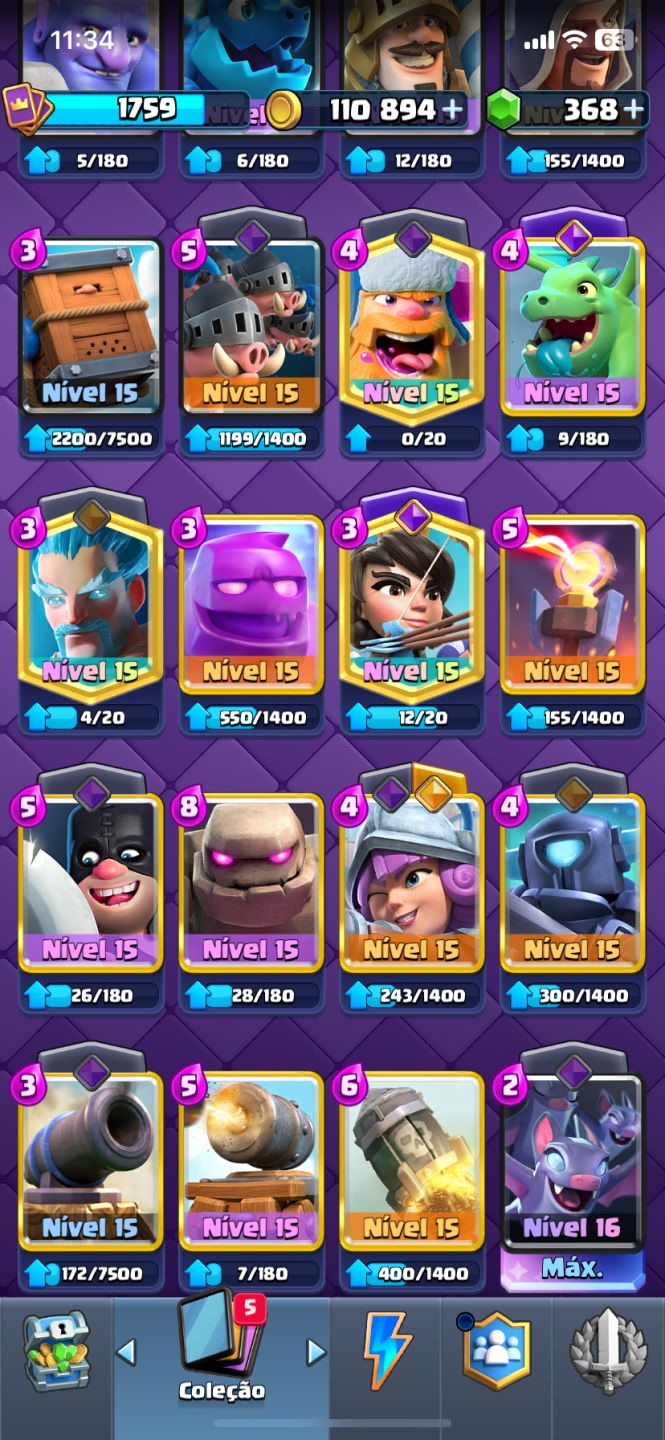 CONTA CLASH 5 ANOS + CARTAS FULL