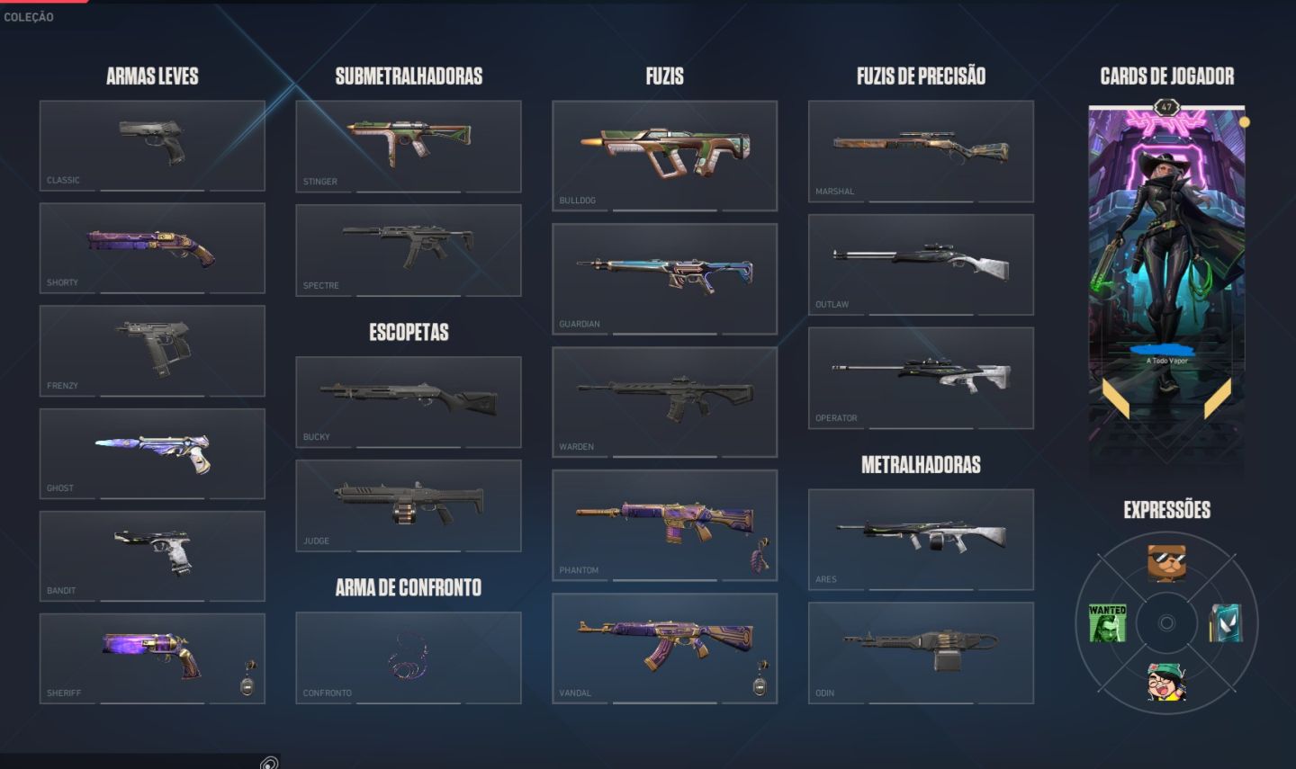 Conta de valorant - diamante 1 com pacote neo-oeste completo e outras skins