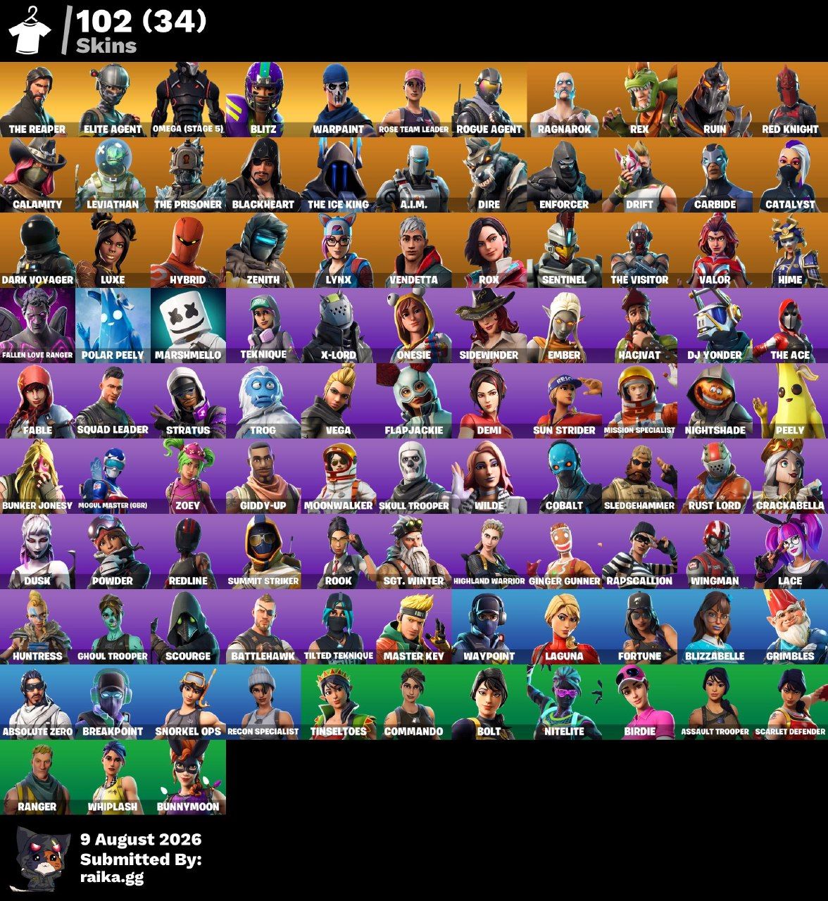 CONTA FORTNITE FULL TRYHARD (102 SKINS + OG STW + 1600 VBUCKS NA CONTA)