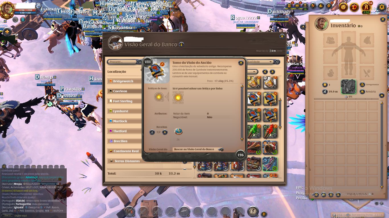Conta pvp 100 todas coleta t8