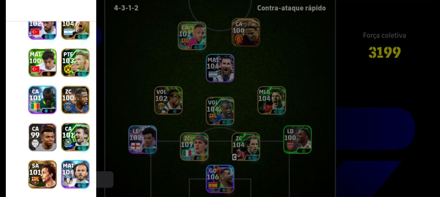 CONTA eFOOTBALL MOBILE , Yaya Touré 105, Cannavaro 107, Unai Simón 106