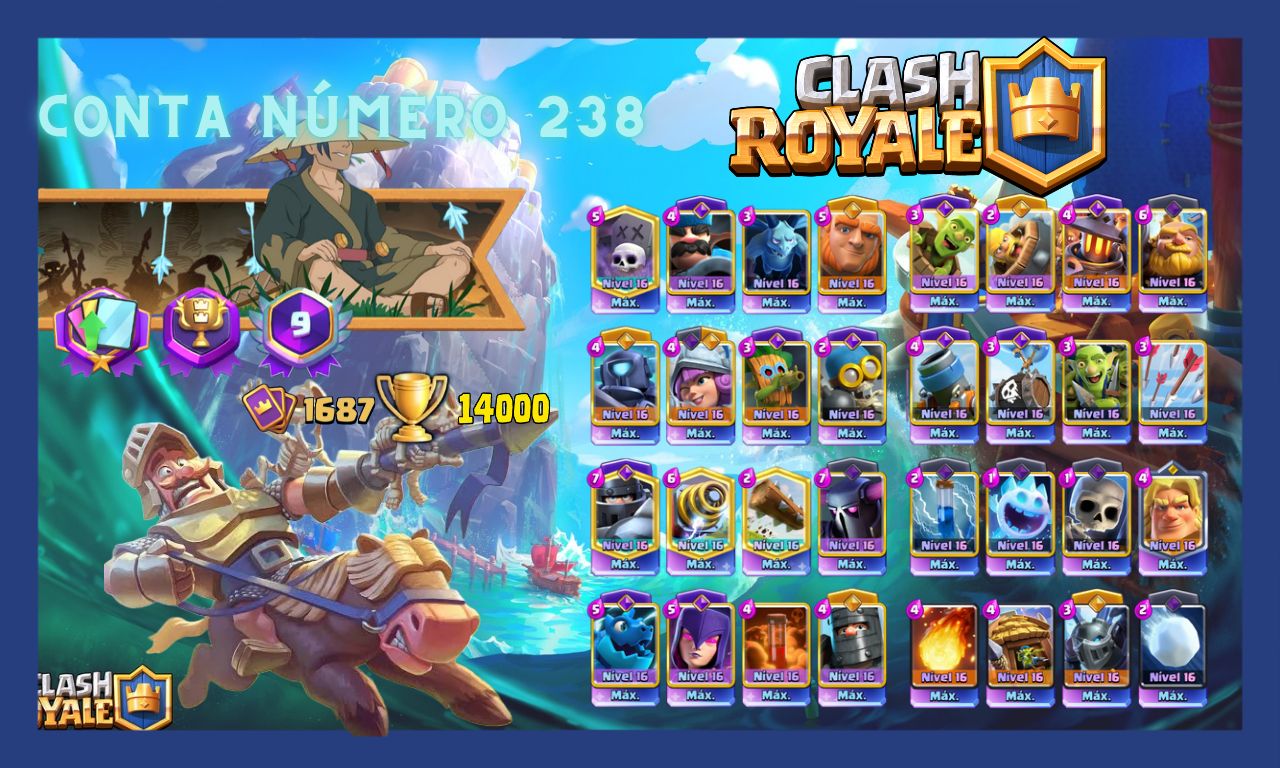 Contas de clash Royale upadas com cartas bem encaminhadas e com Vários troféus.