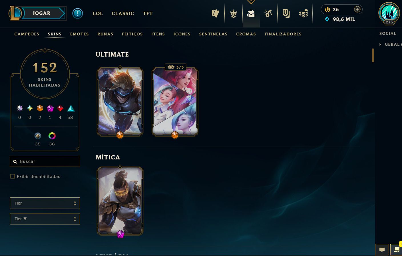 CONTA LEAGUE OF LEGENDS - FOCO ADC / ATIRADORES - COMPLETA!