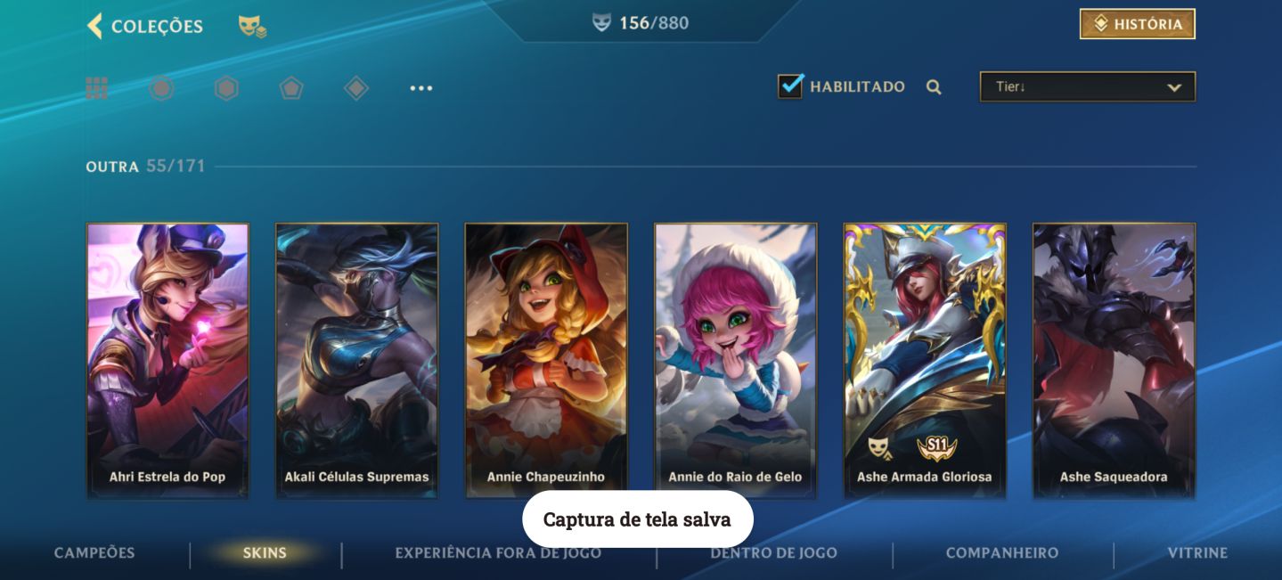 Conta wild Rift focada em mid/sup com grande coleção da campeã Lux
