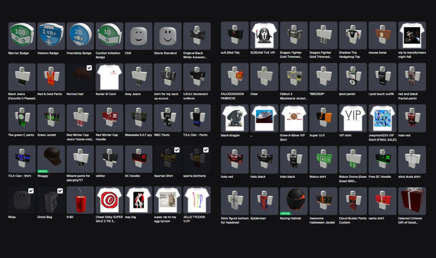 CONTA ANTIGA ROBLOX 2008 COM NINJA FACE + 1.7K VALUE E 9 OFFSALES [UNVERIFIED]