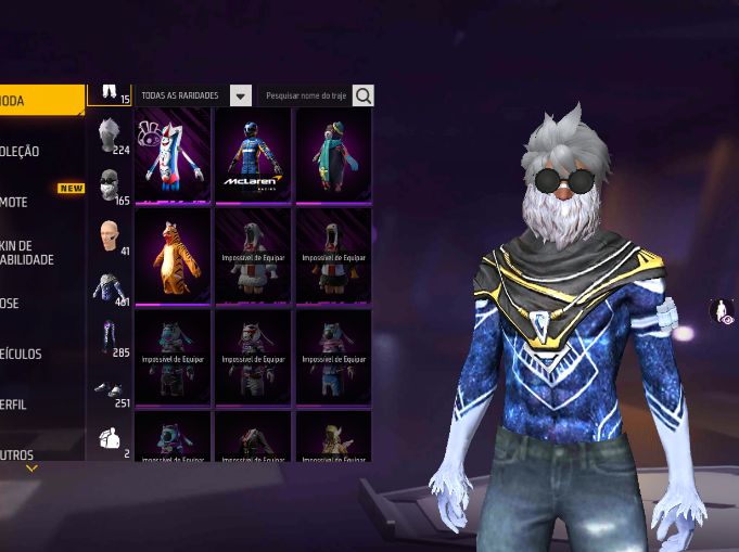 CONTA FREE FIRE COM VARIAS SKINS (UMP VERMELHA, CABELO ROSA, SOMBRA ROXA)
