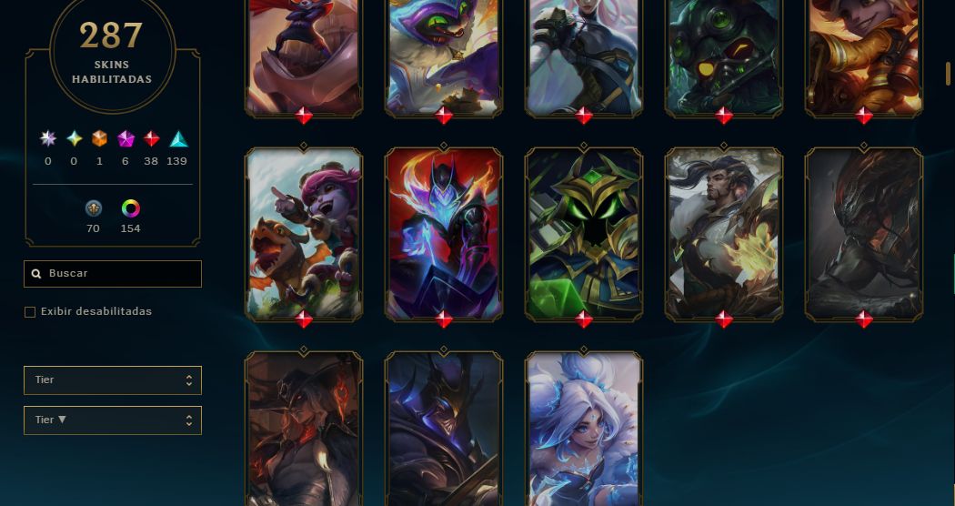 FULL ACESSO - 287 SKINS - MESTRE - 69,4K ESSENCIA AZUL - LEVEL 853