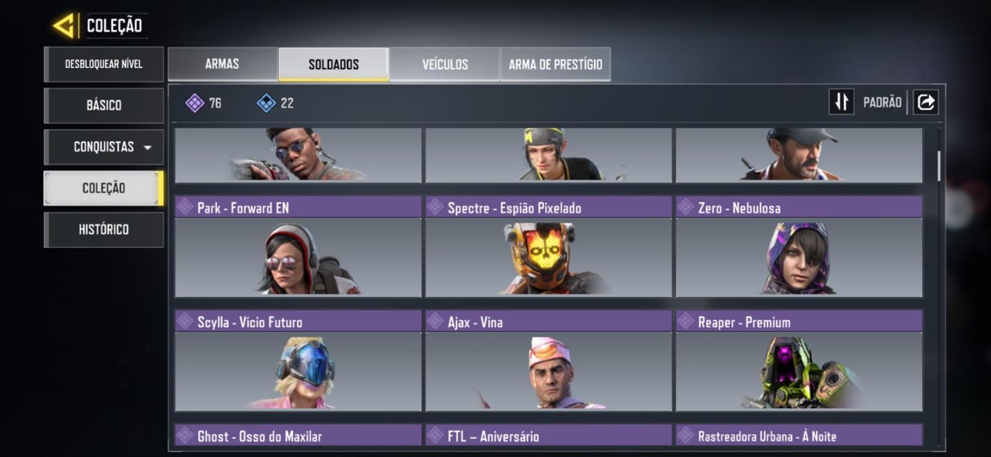 5 lendárias armas nível 400 Arma Épica 202 personagem Épico 76 C: 63k