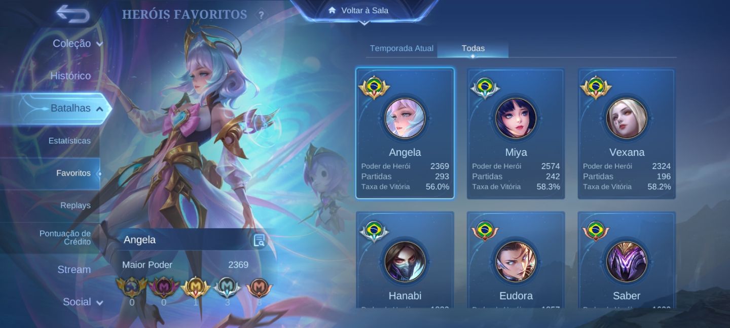 Conta Mobile Legends 337 Skins | Legend | Naruto | Prime | Prestigiado III