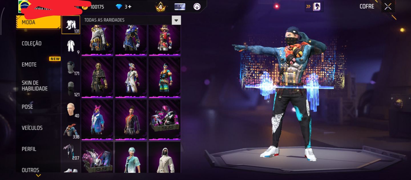 CONTA DE FREE FIRE COM 2 ANGÉLICAL AZUL E VERMELHA