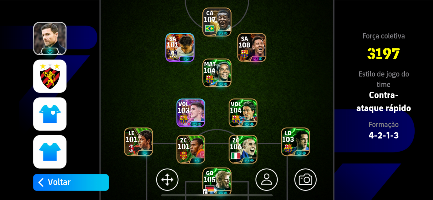 Conta efootbal mobile força do time 3.212