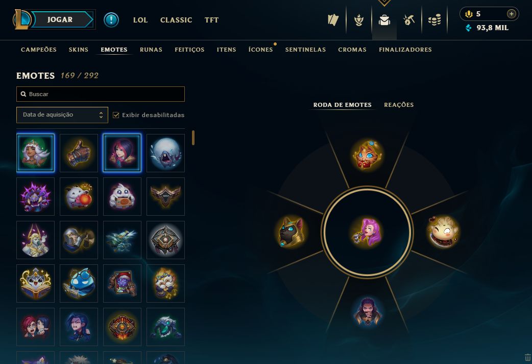 CONTA LOL 550 SKINS