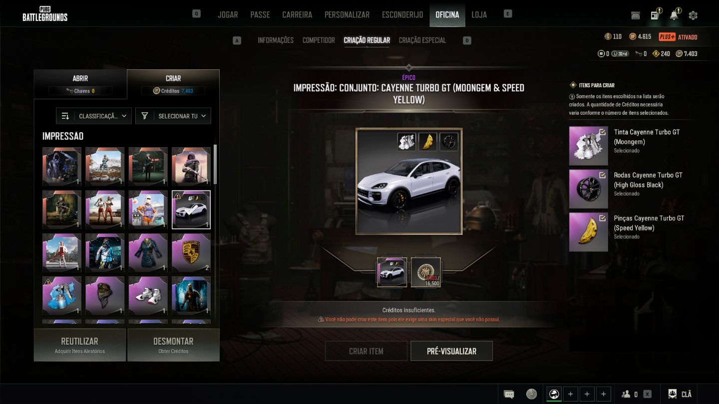 Conta de PUBG Plus STEAM - LVL 500 - 3.420 horas - 6 Armas Pregressivas + croma