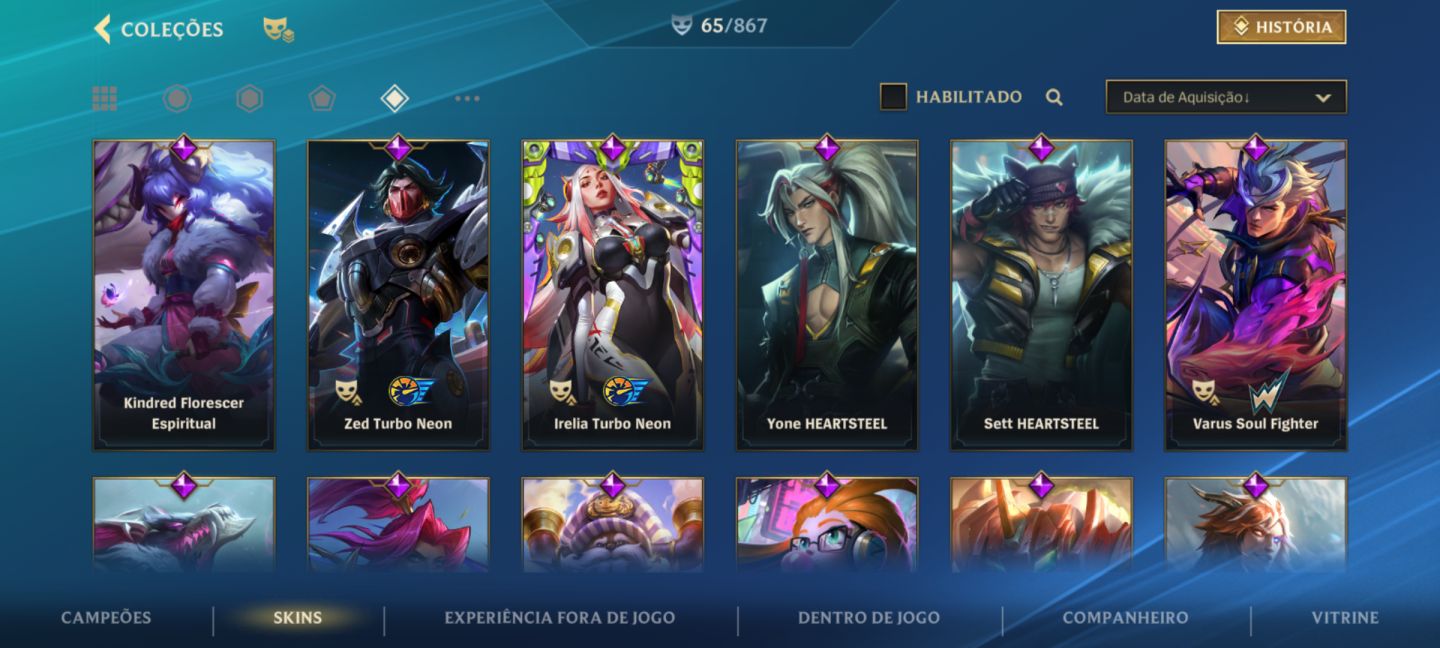 Wild Rift Conta 65 Skins (Lendárias + Épicas) | Nível 160
