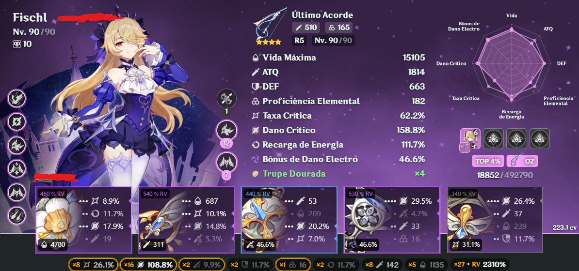 Conta Genshin Impact NA/AR60/28 T5/16 armas/Pity Garantido e Builds Insanas
