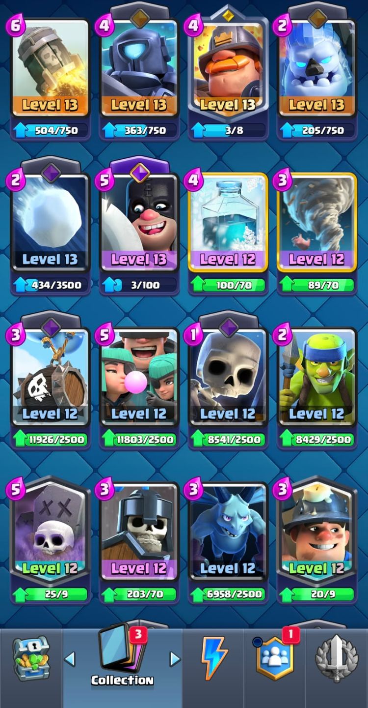 Conta clash royale 13k troféus, 7 cartas lvl 16, 13 evoluções, 6 heróis