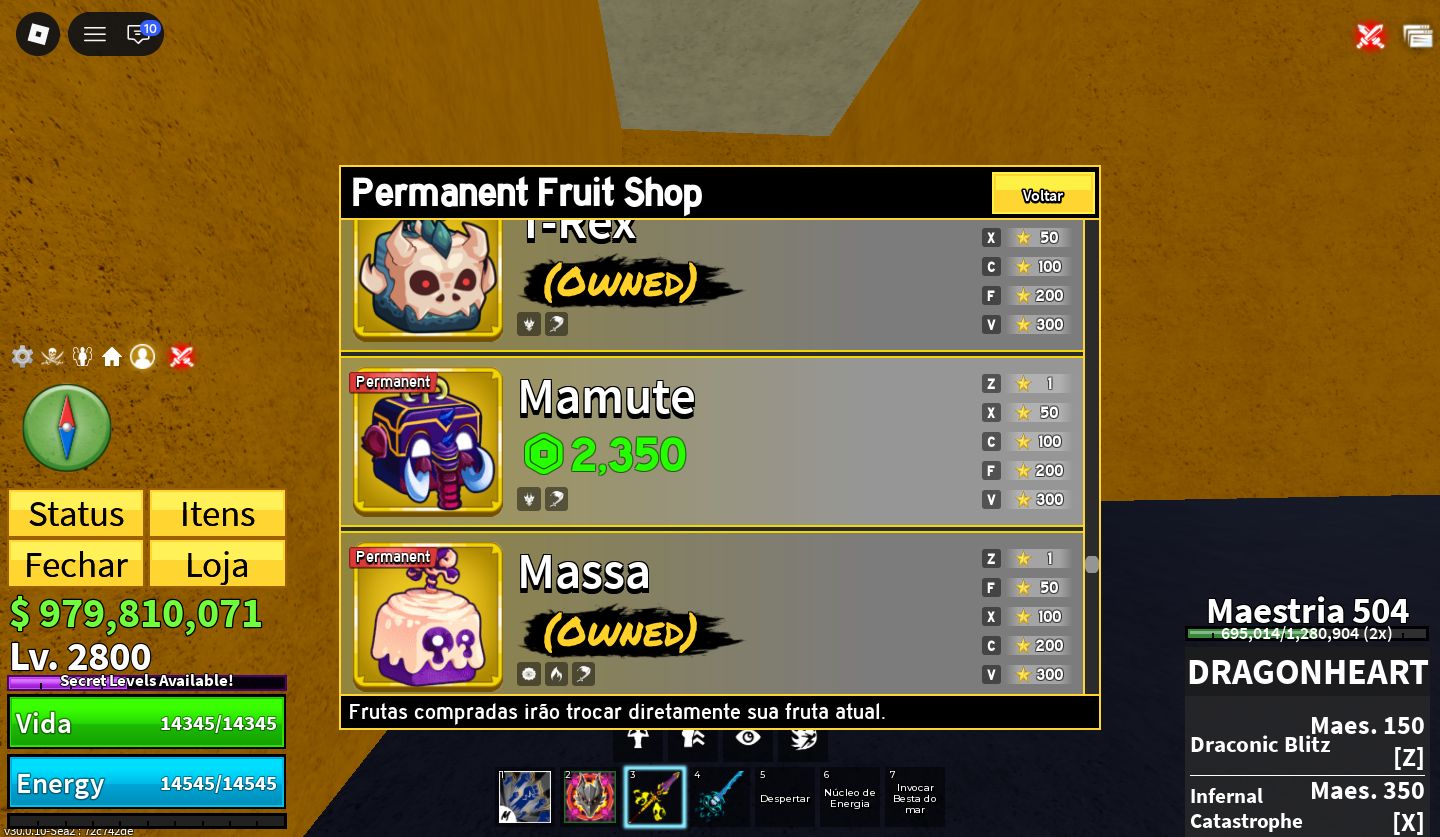 PROMOÇÃO] CONTA DE BLOX FRUITS COM DRAGON PERM + 23 FRUTAS PERMANENTES