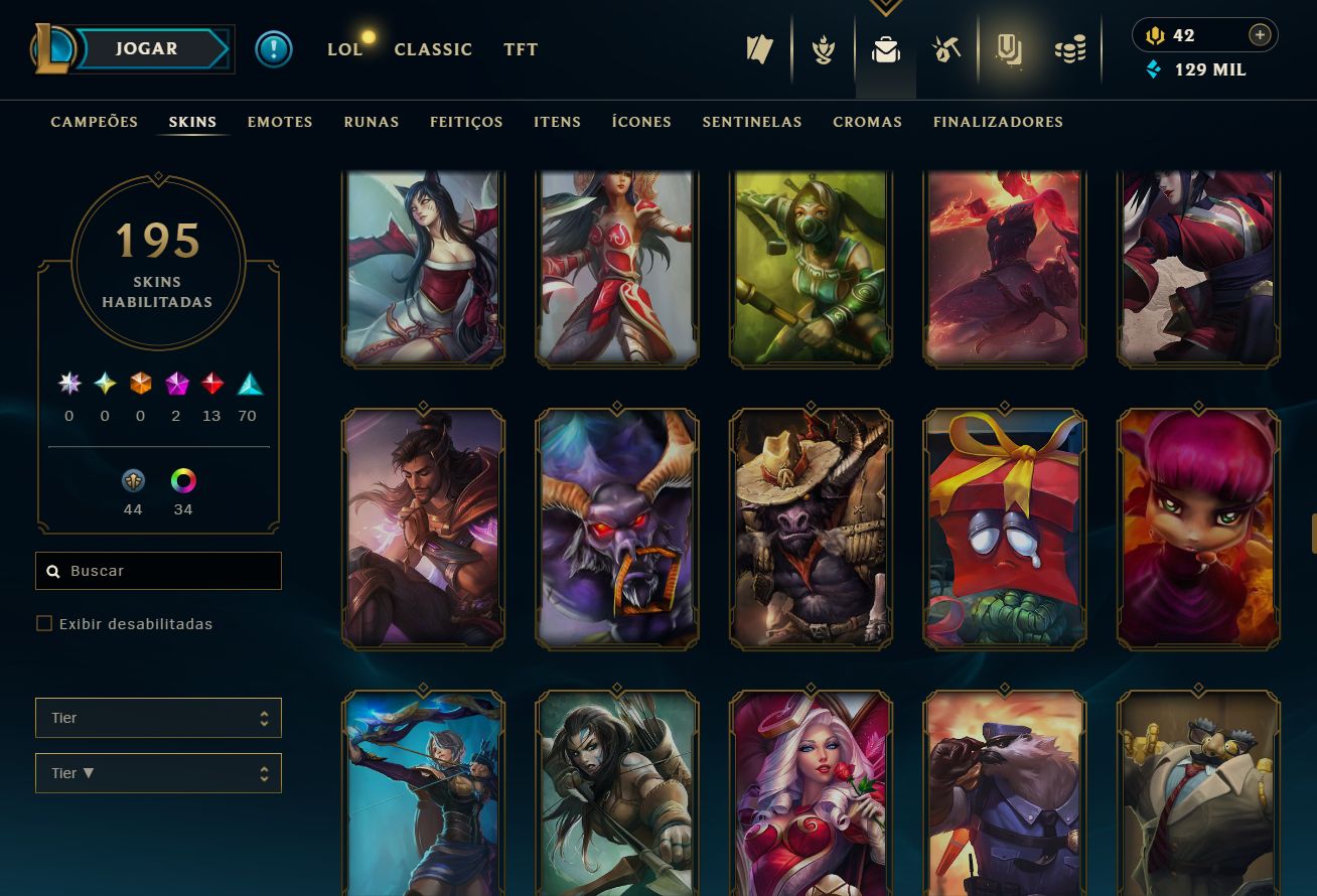 CONTA UNRANKED - 195 SKIN - FULL CHAMP + PREÇO BAIXISSIMO! - 100% SEGURA!