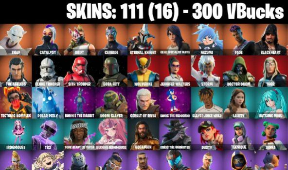 111 Skins - Drift, Catalyst, Carbide, Storm, Doctor Doom, 300 vbucks
