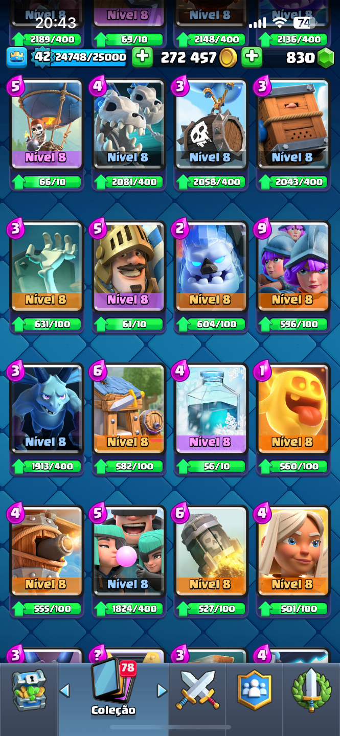 CONTA CLASH ROYALE | 7792 TROFÉUS | 278K DE GOLD | 830 GEMAS