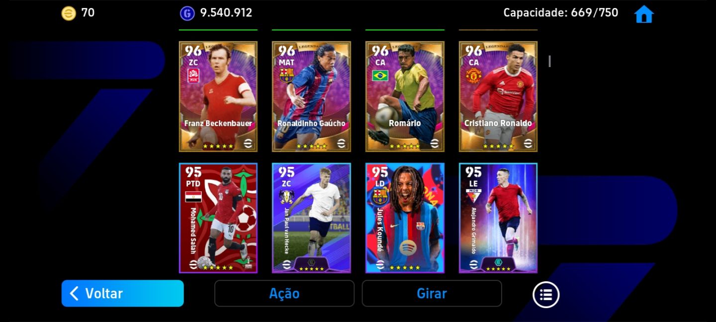 Conta efootbal endereço game recheada de cartas epicas
