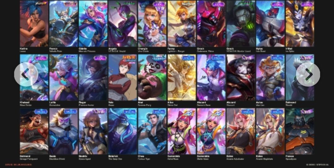 Conta mobile legends mais de 100skins