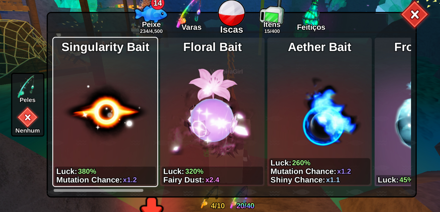 CONTA FISH IT LVL 866 + ELEMENT ROD +113M MONEY + 11 SECRETS + BARCOS NATALINOS