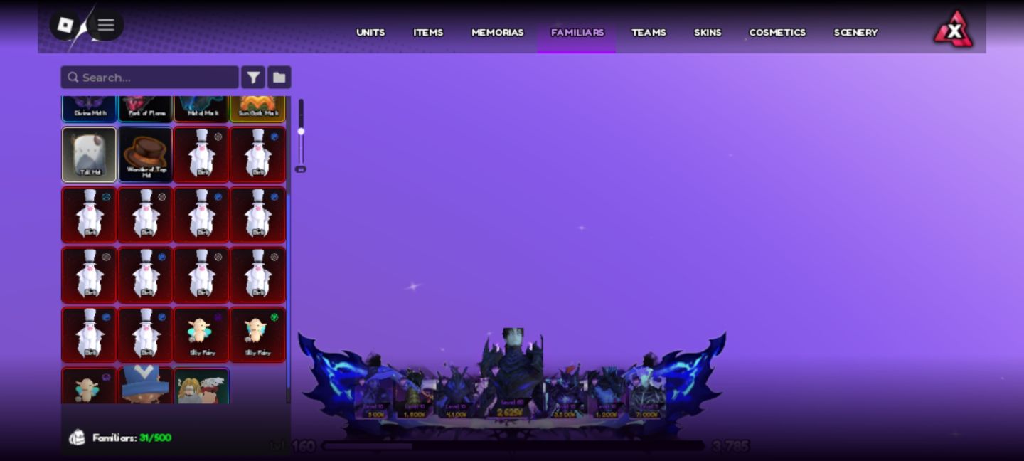 Conta de roblox focada em anime vanguards (18 monarcas e 13.5k rr)