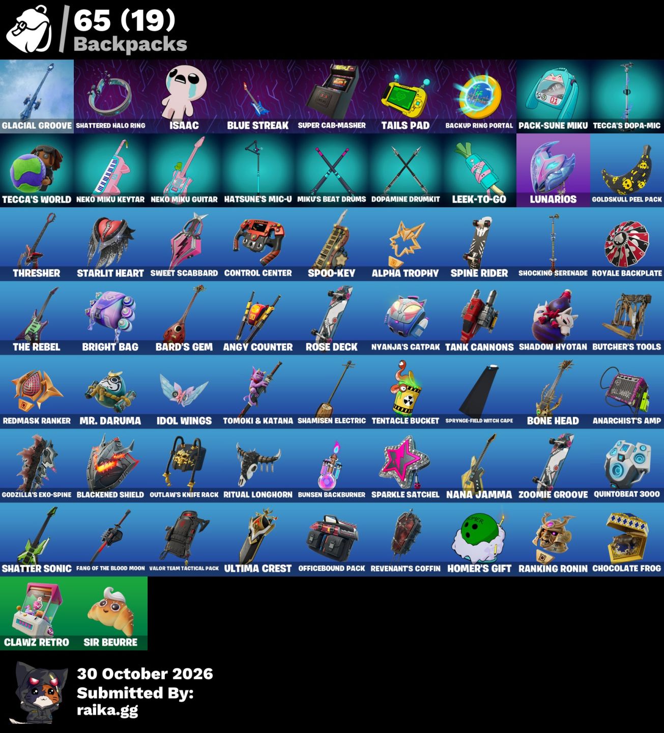 Conta Fortnite com 43 Skins | Chun-Li, Sonic, Hatsune Miku, Sabrina Carpenter