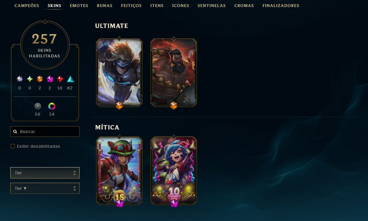 CONTA LEAGUE OF LEGENDS - 218 SKIN - ULTIMATES/MITICAS/LENDARIAS - FULL ACESSO