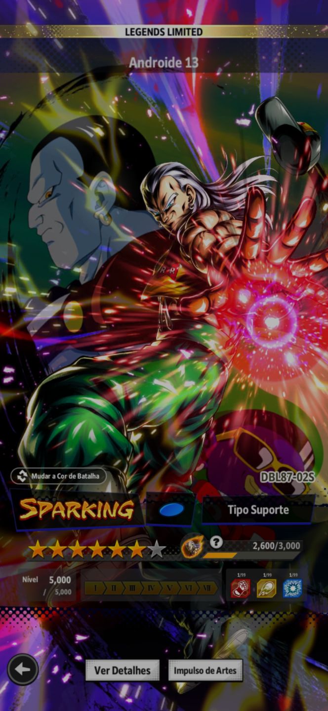 Conta com Goku Legend e Cooler Ultra 8 Estrelas com Andróide 13 LF 6 Estrelas