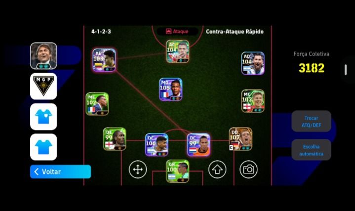 CONTA EFOOTBALL 2026 FORÇA 3182 - 4 CARTAS 104+ - 2.7M GP - CONTE 90