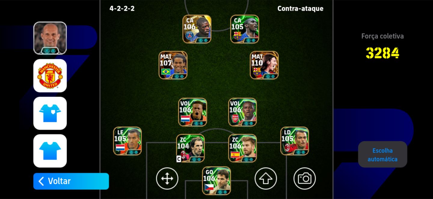 Conta braba de efootball com muitos épicos, time completo