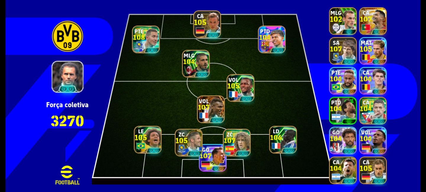 Time effotball mobile forte , força máxima ( 3290 ) , pode aumentar mais .