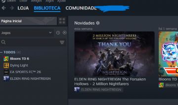 Conta steam, com ea fc 26, dying light e elden ring nightreign