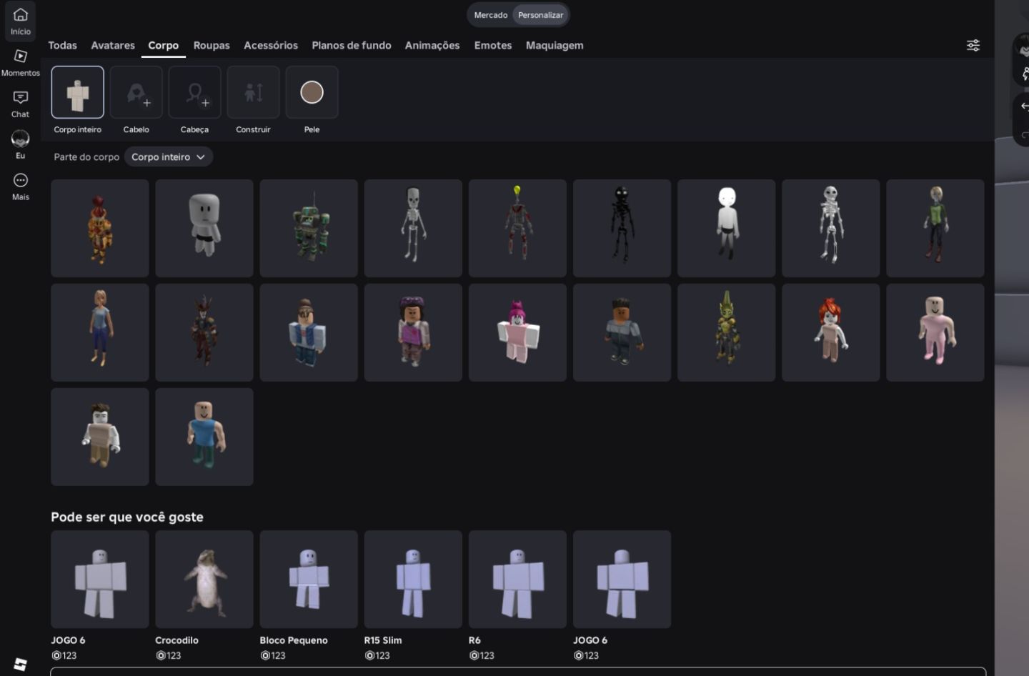 CONTA ROBLOX COMPLETA | +100 SKINS | VÁRIAS GAMEPASSES | 153 ROBUX EM CONTA.