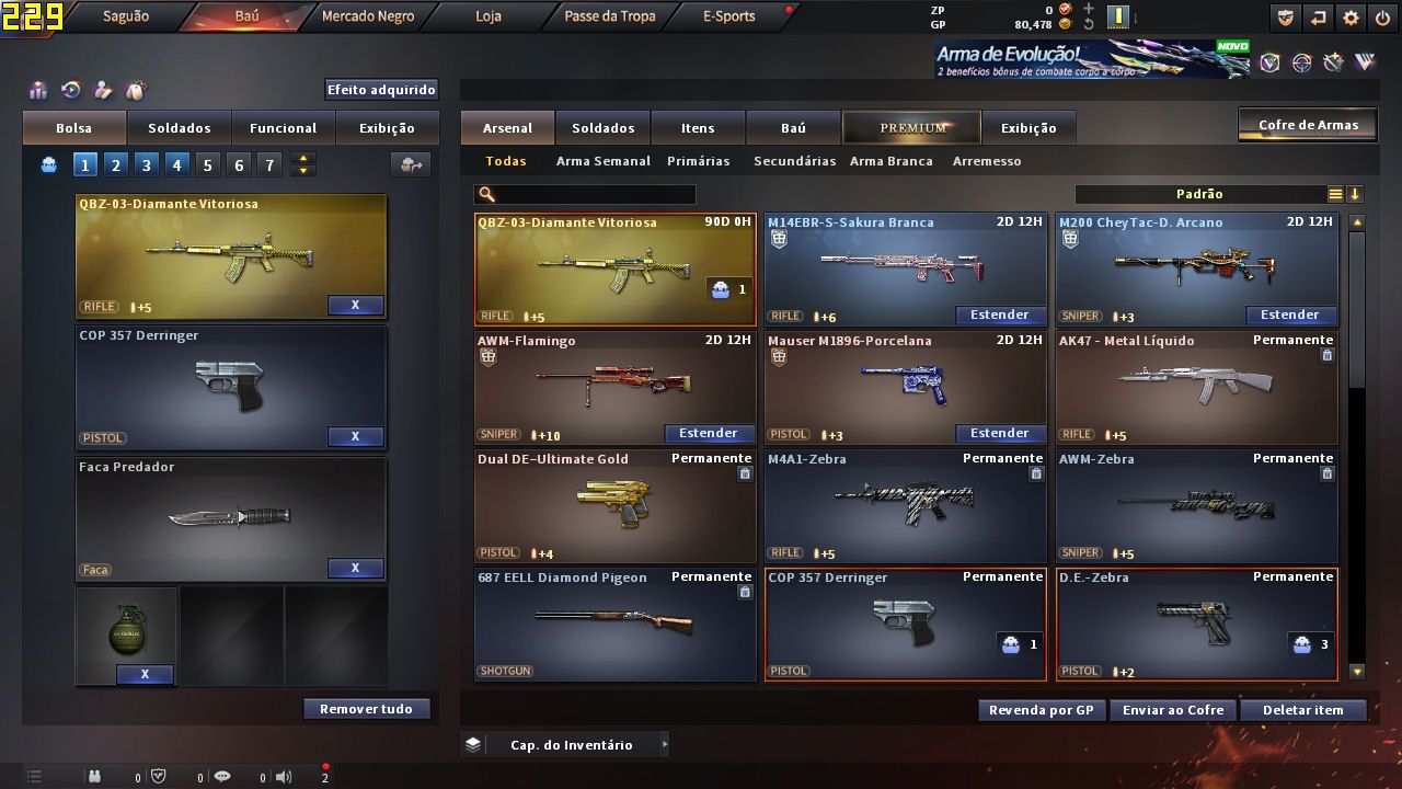 CONTA CROSSFIRE BARRINHA OURO QUASE PRATA VIP PROTO