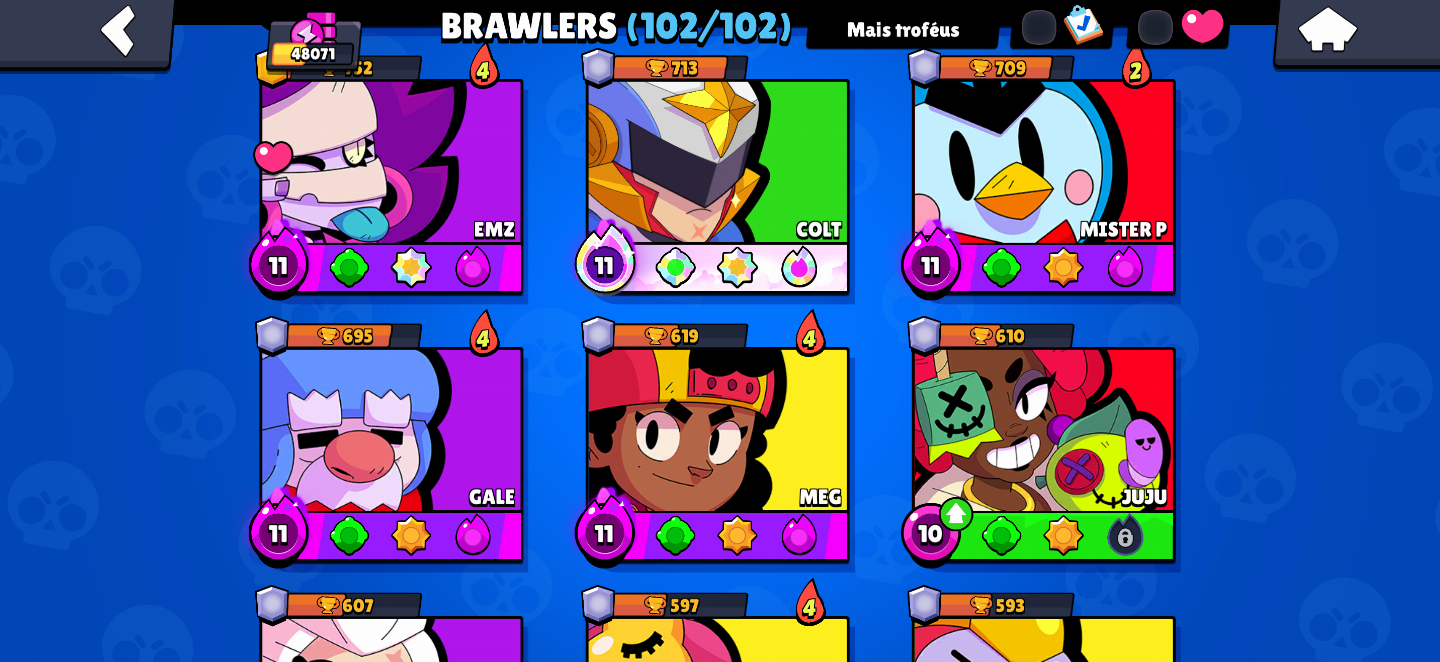 Conta Brawl Stars Full Brawlers (104/104) | Sirius, Kenji, Chester e Mais