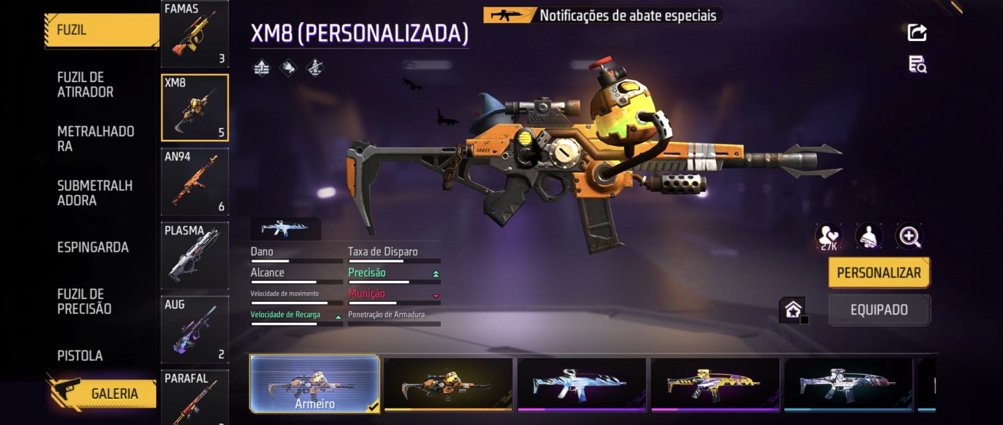 Conta de free fire com itens muito raros, preço negociável!!!!