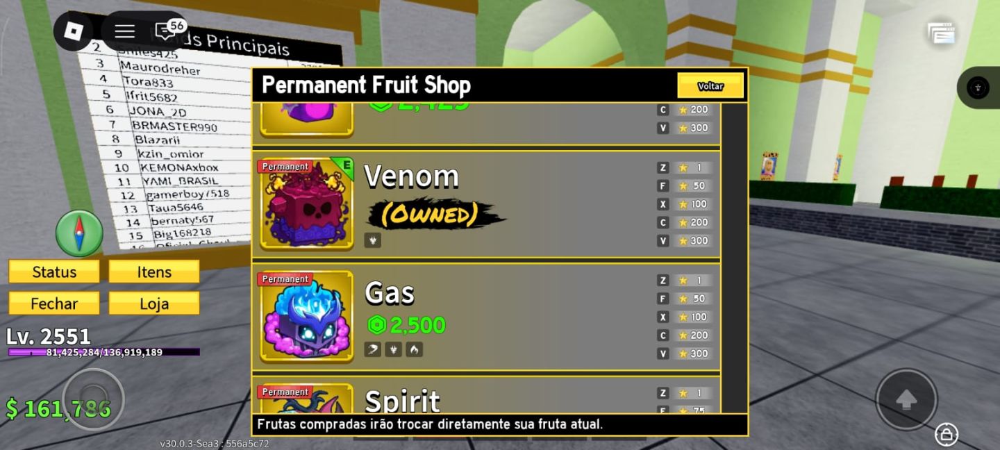 CONTA FOCADA EM BLOX FRUIT COM 4 RAÇAS V3, 3 FRUIT STORAGE E OUTROS GAME PASS