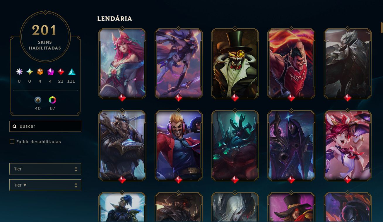 Conta LOL esmeralda full champs