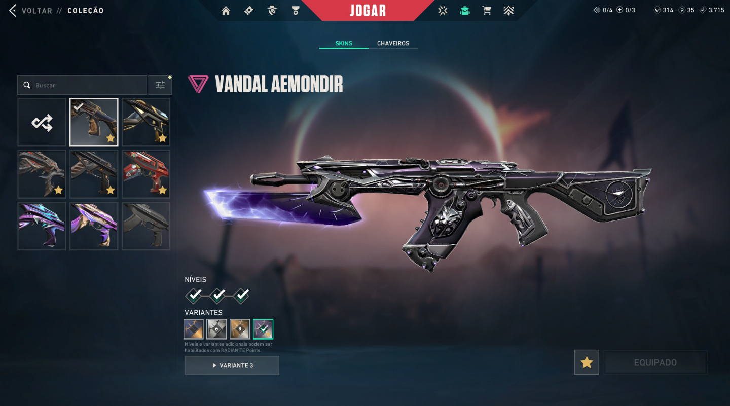CONTA DE VALORANT IMORTAL 1 (FACA KURONAMI, VANDAL PRIMORDIUM E MAIS...).