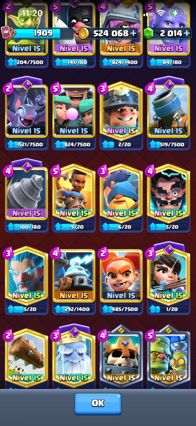 CONTA CLASH ROYALE, COM CARTAS EM NÍVEL COMPETITIVO E GEMADA, E-MAIL PD
