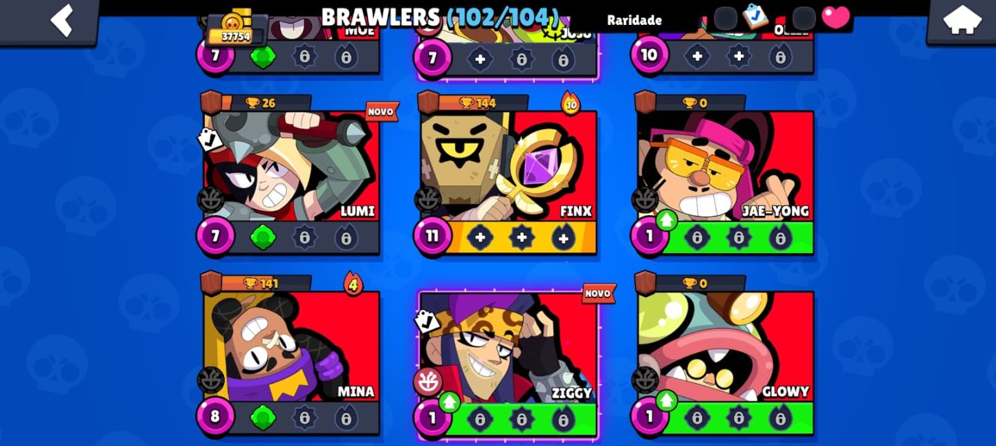 Conta de Brawl Stars 37,7k troféus 102 de 104 Brawlers conta bem desenvolvida.
