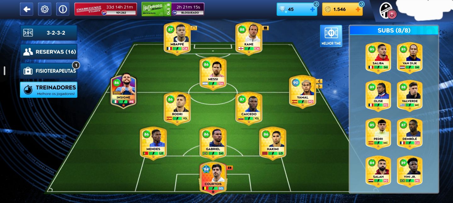 CONTA DLS 2027 RECHEADA DE JOGADORES