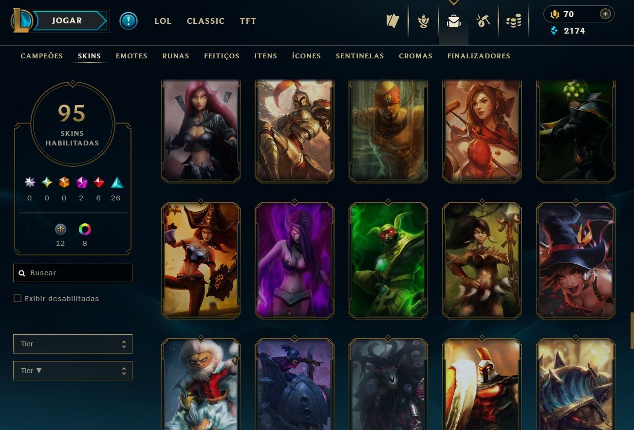 CONTA DE 2018 - 95 SKINS - LVL 192 - 147 CAMPEÕES - 45 BAÚS - 8 CROMAS