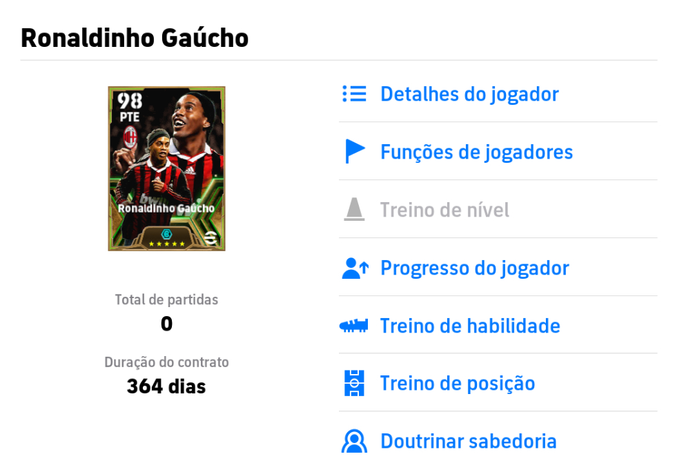 Conta Efootball com Ronaldinho 102 Ímpeto