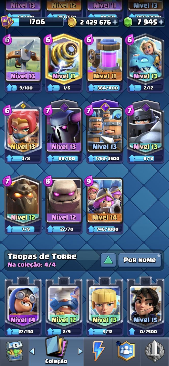 CONTA CLASH ROYALE UPADA COM ARENA ALTA | 12800 TROFÉIS | TODAS AS CARTAS