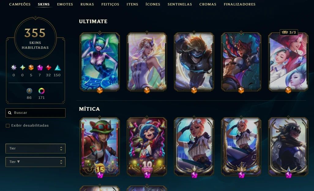 [League Of Legends] - Conta D3 Main Sup 355Skins